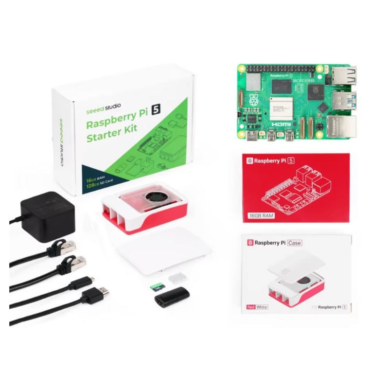 Raspberry Pi 5 8Gb Kit - 5スターターキット - 4GB/8GB/16GB RAM、128GBマイクロSDカード（64ビットプリロード済み）