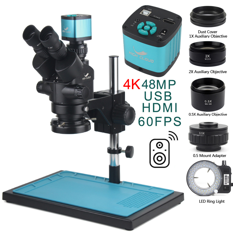 Stereo Trinocular Microscope Pcb - 3.5X-90X サイマル焦点ステレオ三眼顕微鏡 4K 2K 48MP 1080P
