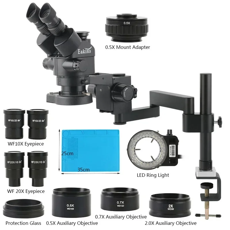 Eakins 3.5X-180X サイマル焦点三眼実体顕微鏡 - Stereo Trinocular Microscope Pcb のレビューと価格